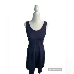 J. Crew Collection Pleated Fit & Flare Navy Blue Dress sz 6
